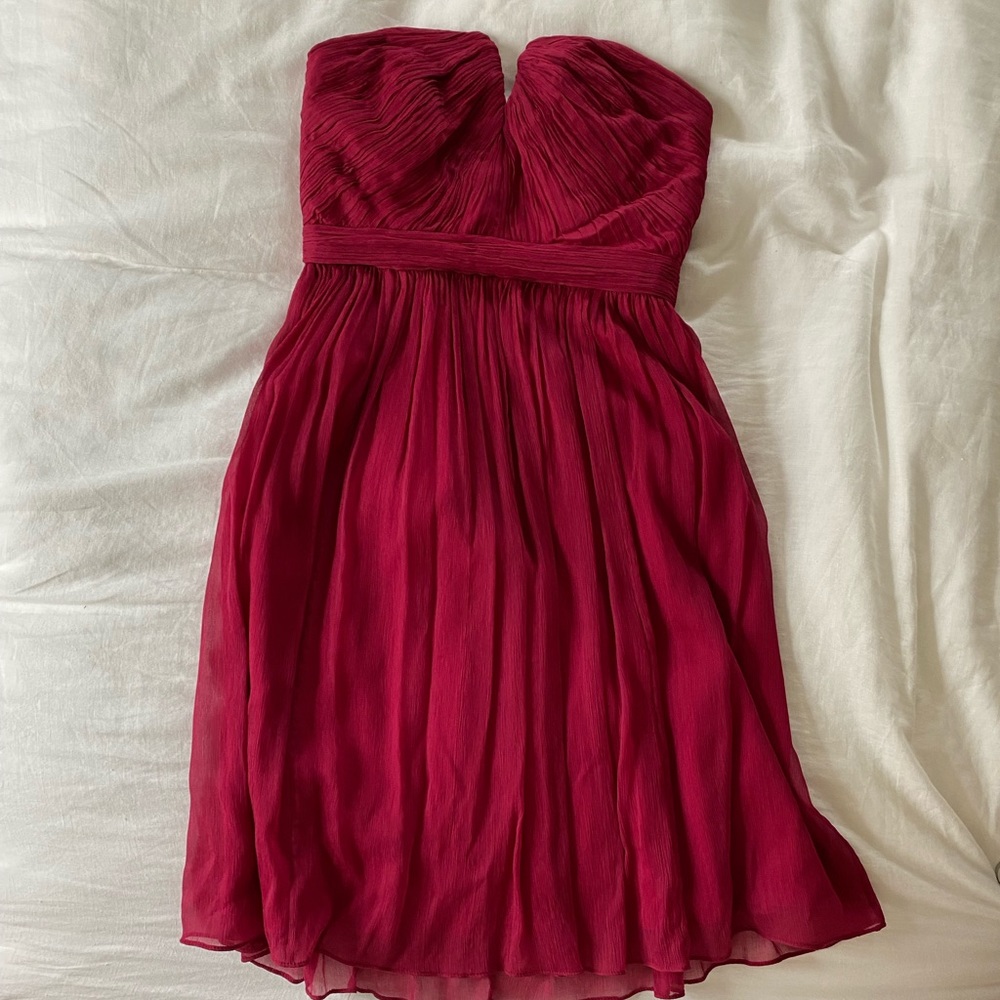 Burgundy strapless dress from J Crew in size 2P